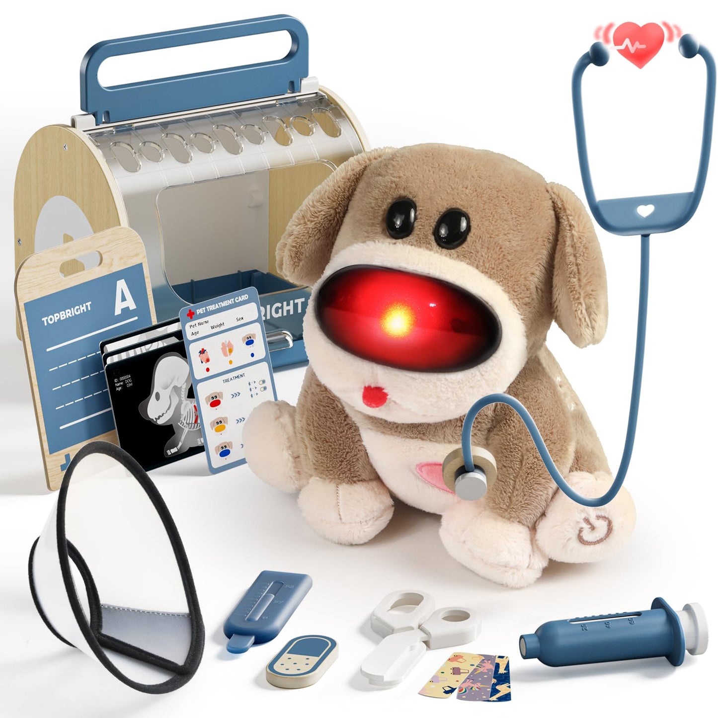 TOP BRIGHT Doctor Kit for Toddlers 3-5 | Real Stethoscope Vet Playset