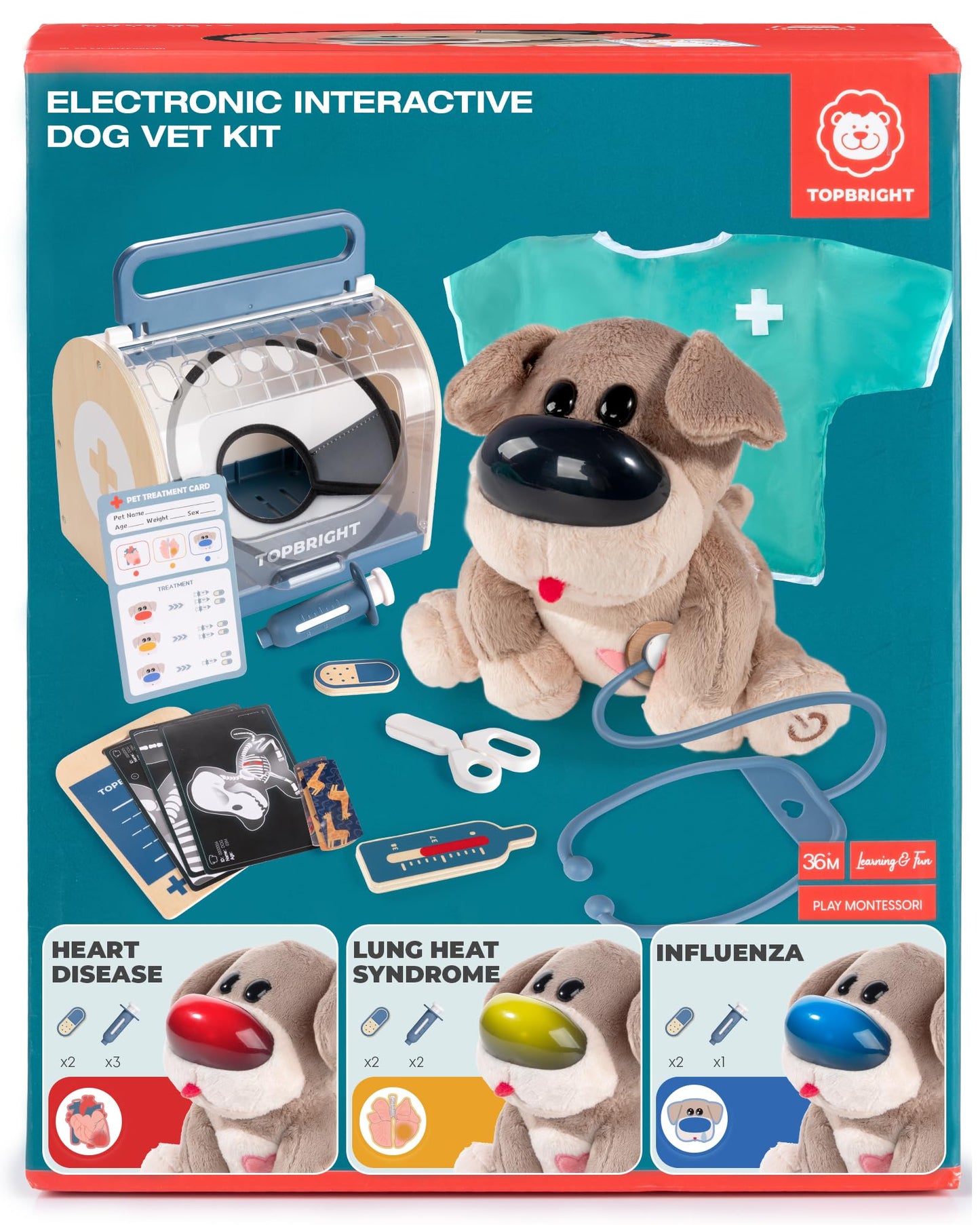 Top Bright Interactive Dog Vet Set – Pretend Play Vet Kit for Toddlers 3-5