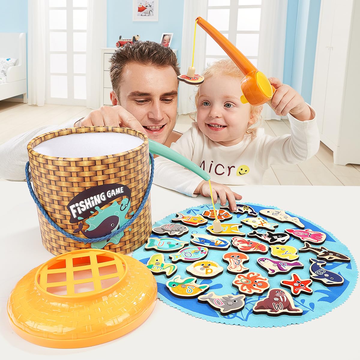 TOP BRIGHT Montessori Fishing Game – Wooden Magnetic Toddler Toy for 3+ | Fine Motor Skills