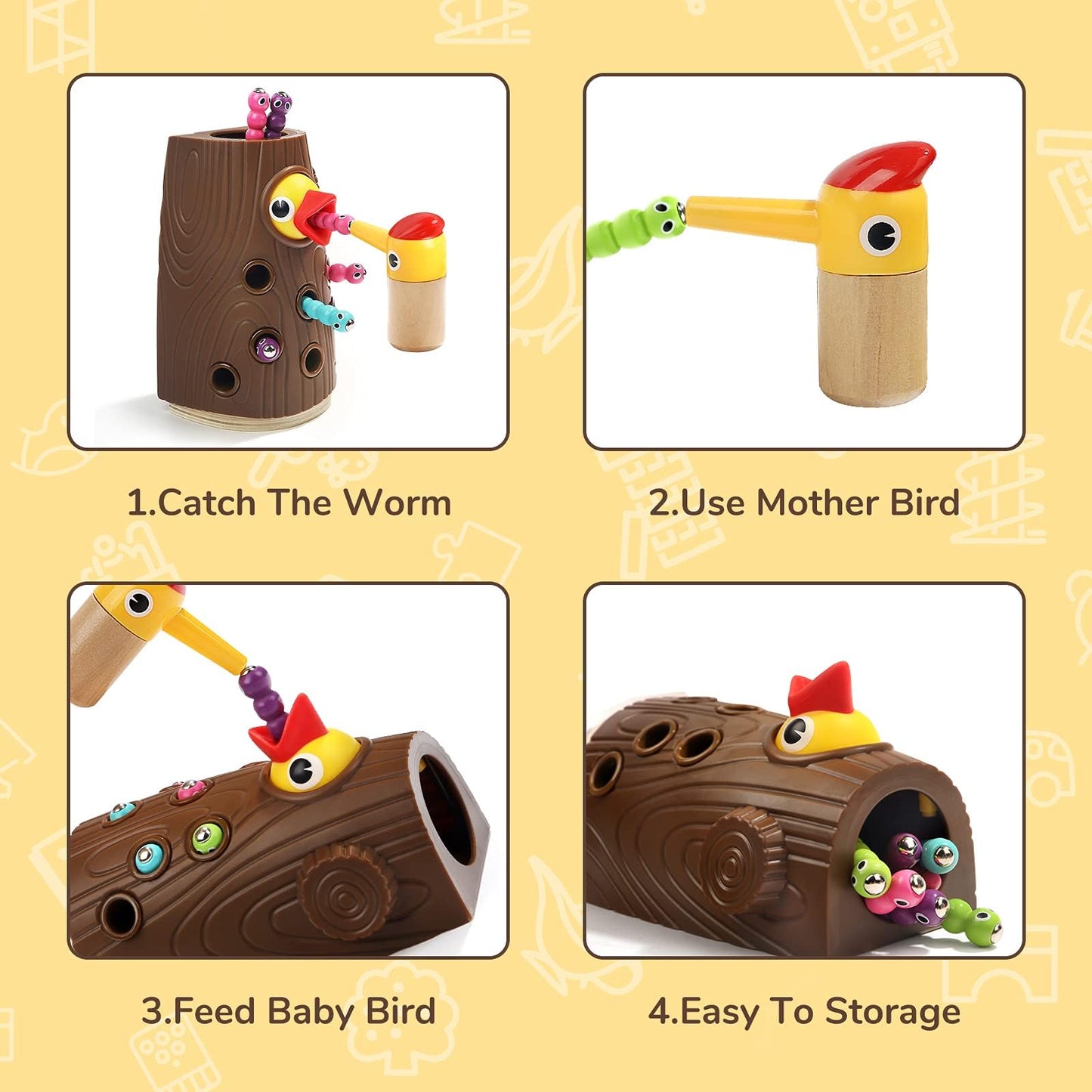 TOP BRIGHT Montessori Toys for 2 Year Olds | Magnetic Bird Feeding Game & Fine Motor Skills Toy