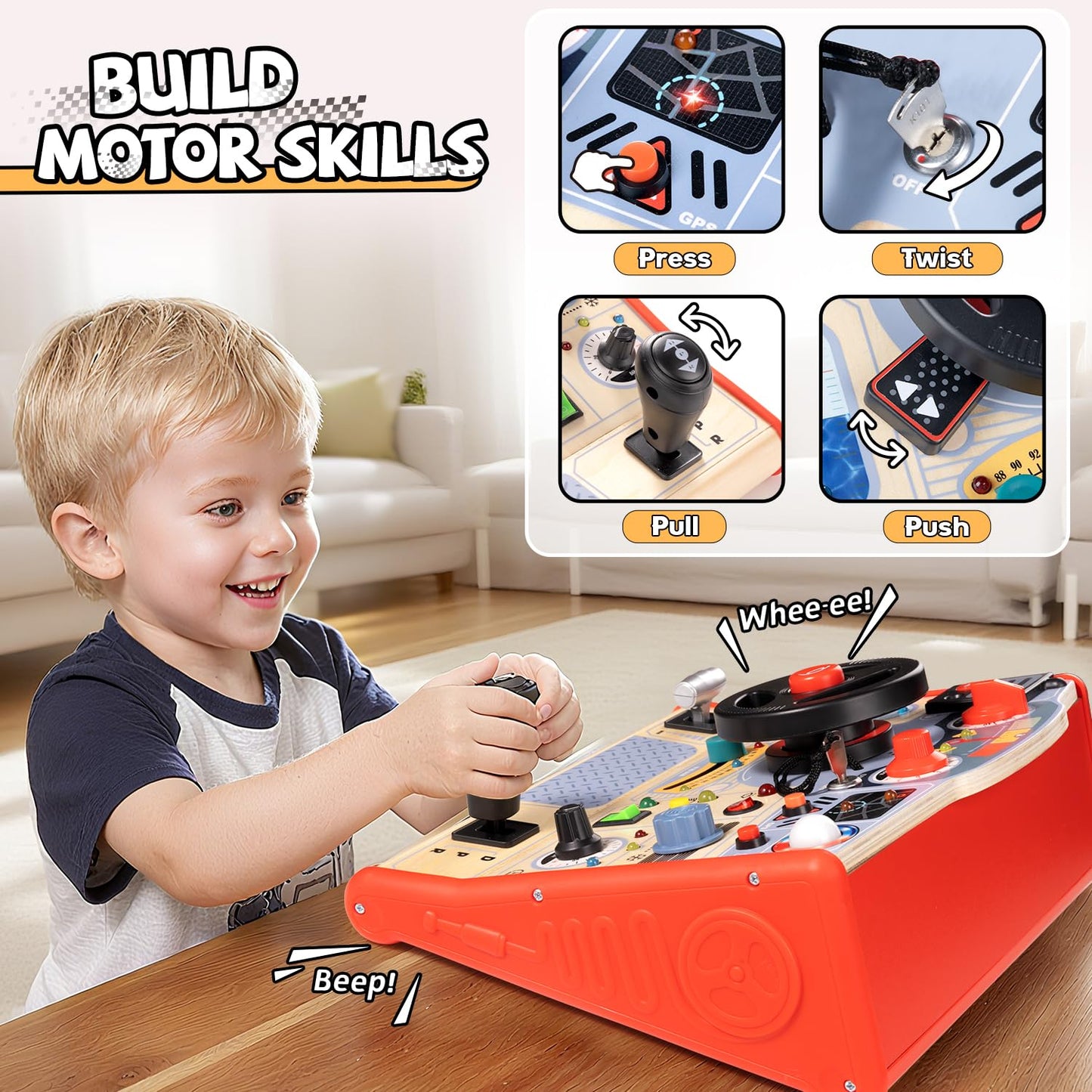 Top Bright Toddler Busy Board – Steering Wheel with Sounds & Lights