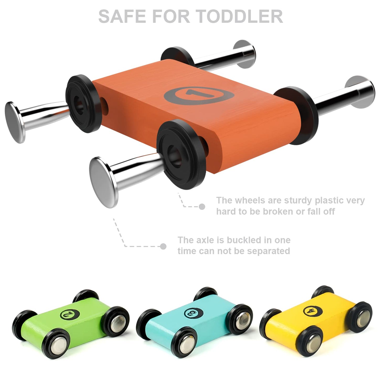 TOP BRIGHT Wooden Race Track Toy for 1-2 Year Olds – 4-Car Ramp Racer Gift