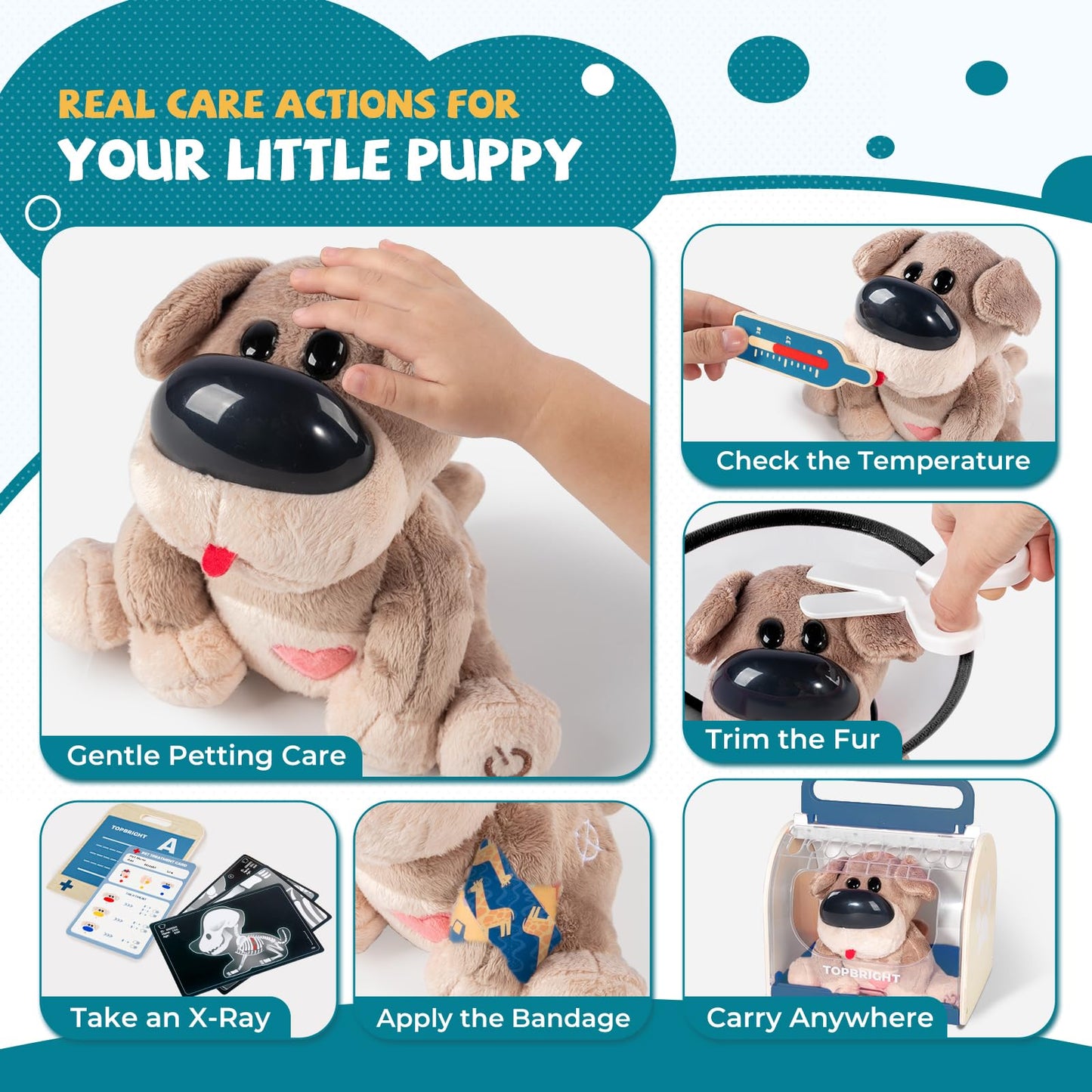 Top Bright Interactive Dog Vet Set – Pretend Play Vet Kit for Toddlers 3-5