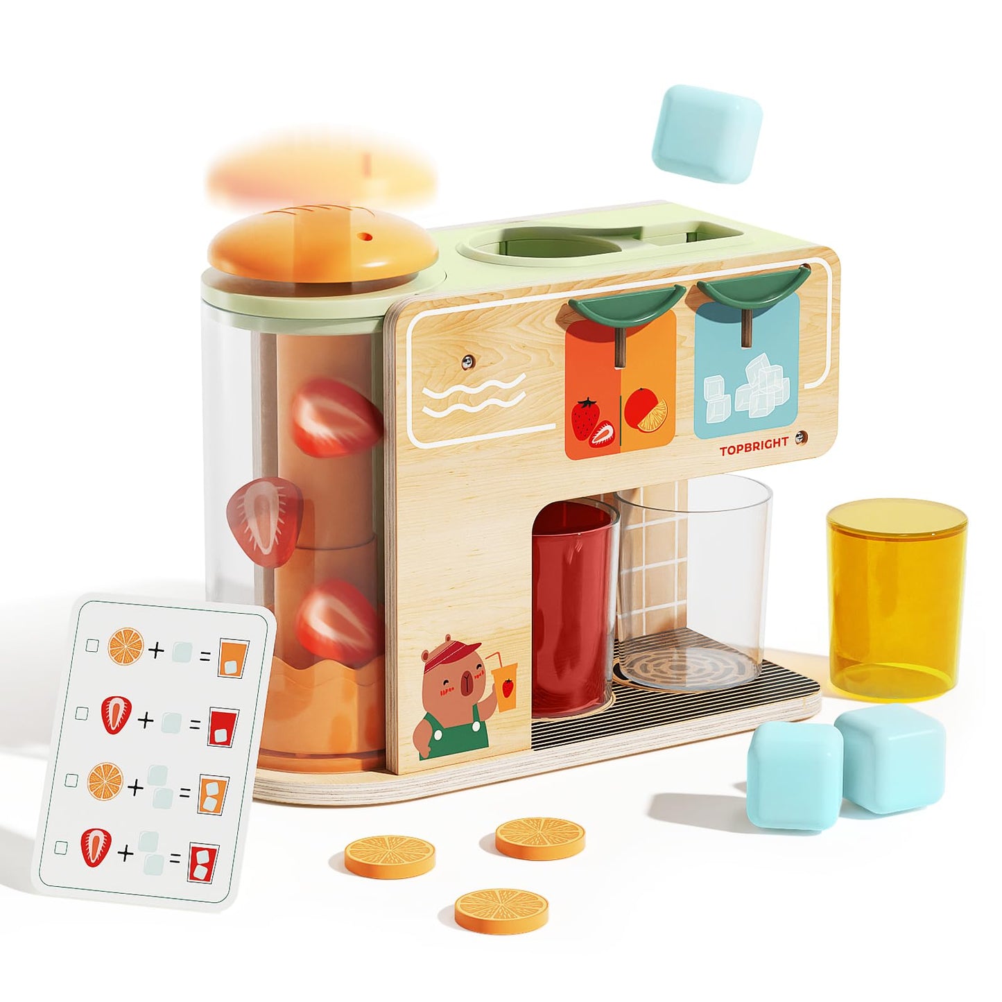 TOP BRIGHT Wooden Drink Dispenser – Pretend Play Toy for Kids 3+
