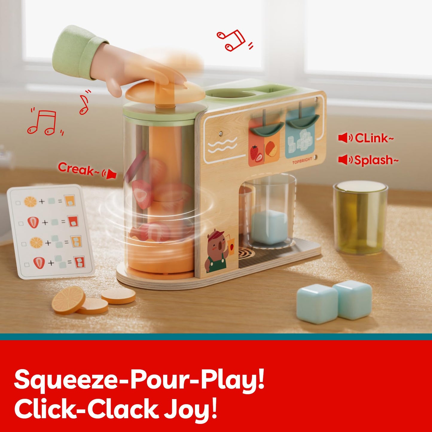 TOP BRIGHT Wooden Drink Dispenser – Pretend Play Toy for Kids 3+