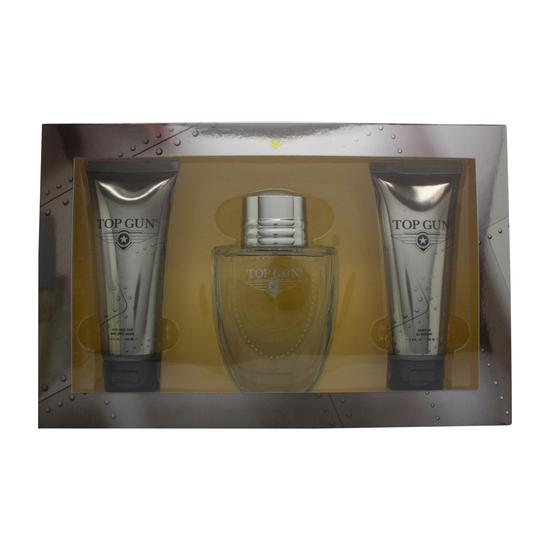 Top Gun Chevron Gift Set 100ml EDT + 100ml Shower Gel + 100ml Aftershave Balm Men's Fragrance