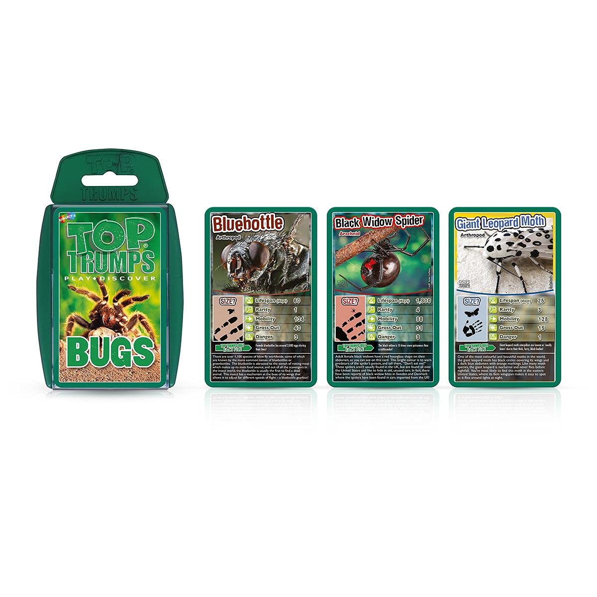 Top Trumps Bugs Classics Card Game – Educational Gift for Kids 6+ (Black Widow, Tarantula, Praying Mantis & Ladybird) – 2+ Players