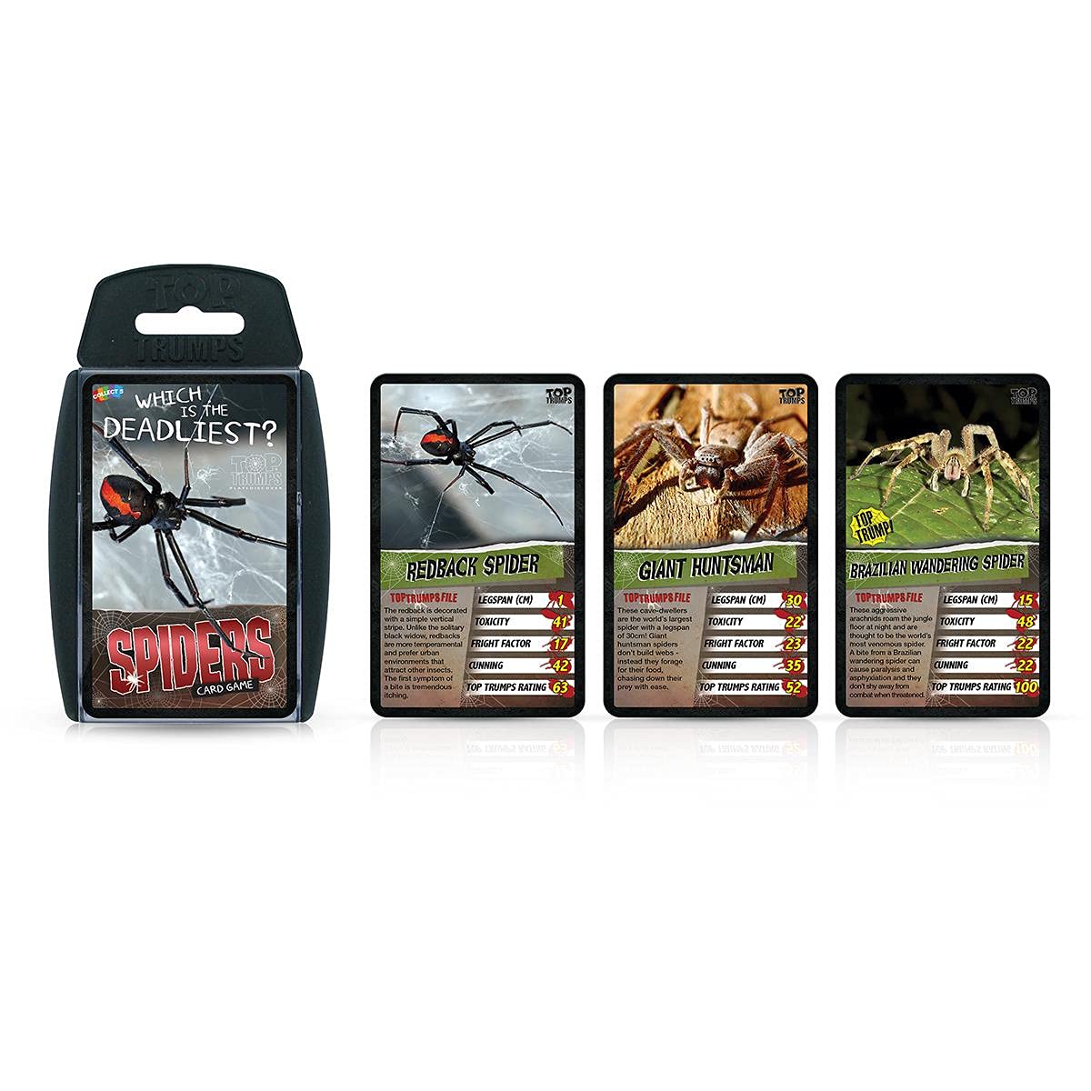 Top Trumps Spiders Classics Card Game – Goliath Bird Eater, Black Widow & Wheel Spider | 2+ Players | Ages 6+