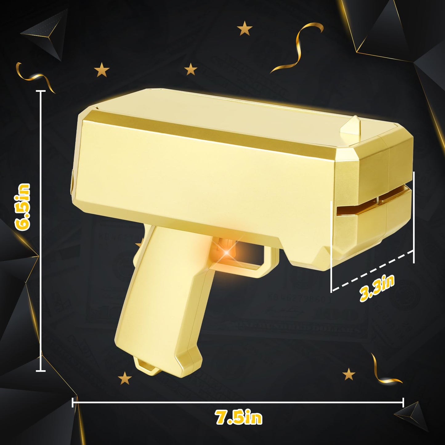 Topchild Gold Money Gun Shooter – 201 Props, 5 Stickers, 4 AA Batteries (No Real Function)