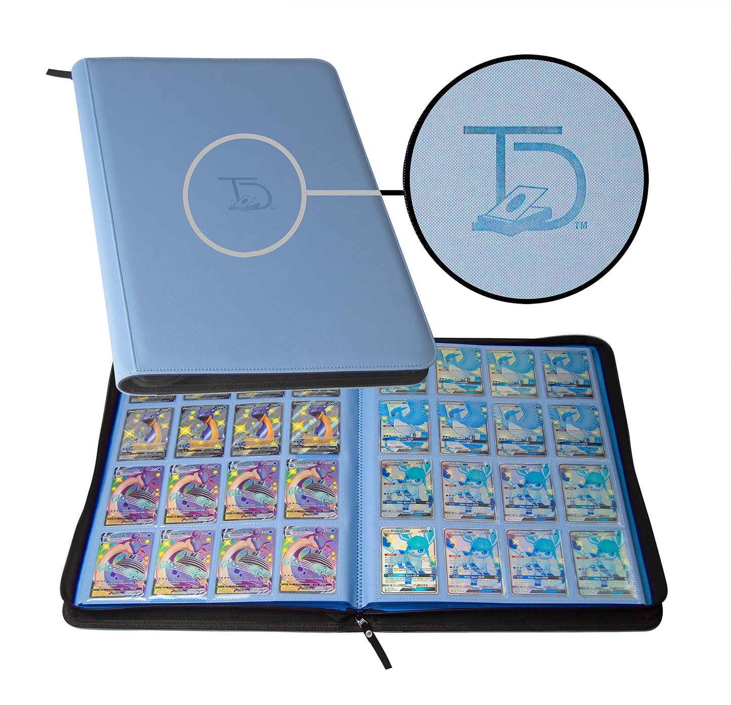 TopDeck 1000 Card Binder - 16 Pocket TCG Portfolio (Blue) | Ringless, Side-Load Sleeves