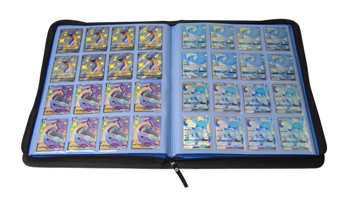 TopDeck 1000 Card Binder - 16 Pocket TCG Portfolio (Blue) | Ringless, Side-Load Sleeves