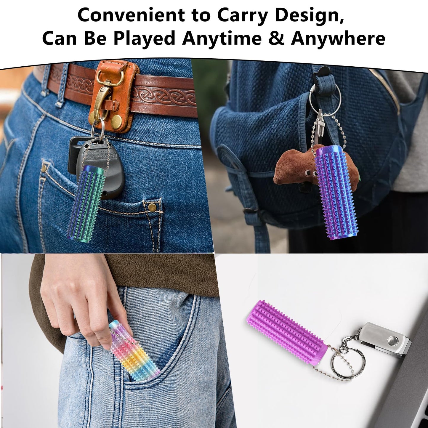 TOPLAYER Little Ouchies Fidget Toy – Pocket-Sized Spiky Key Pendant for Anxiety Relief