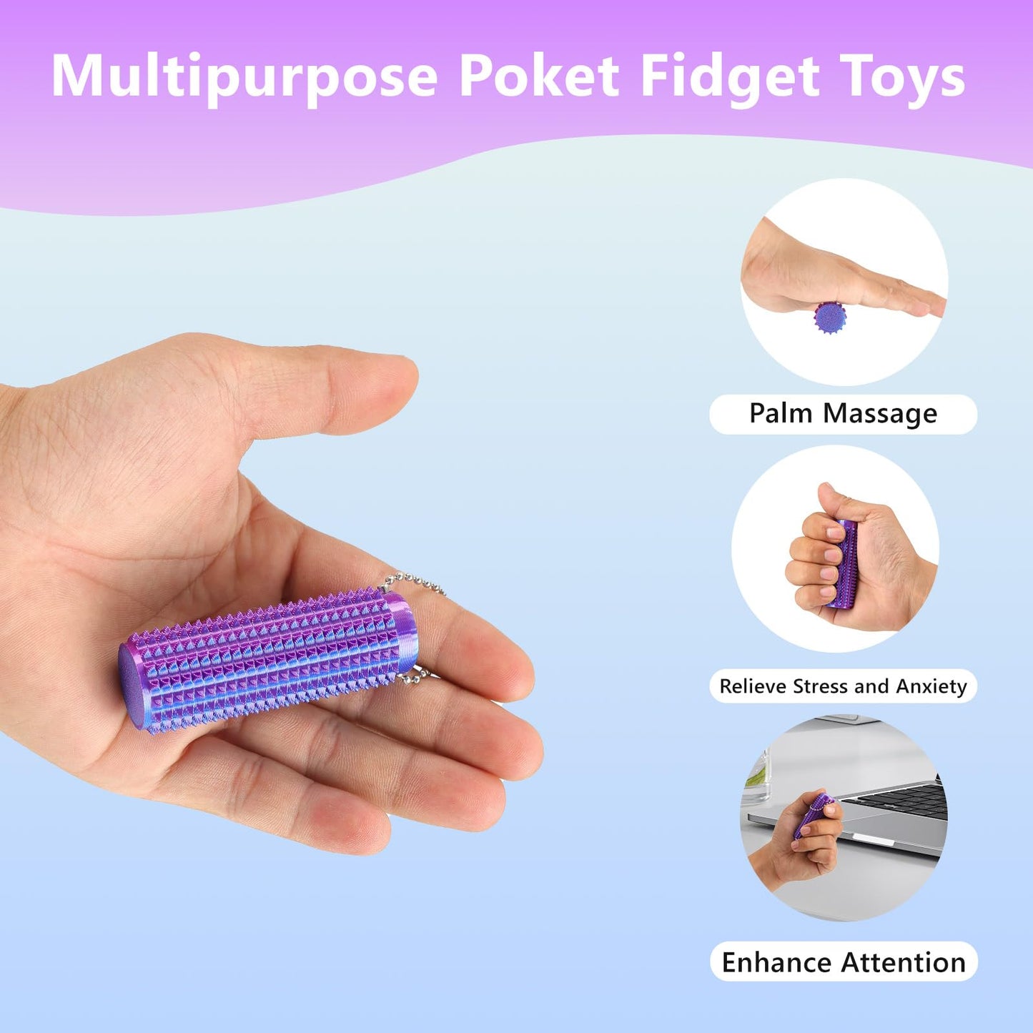 TOPLAYER Little Ouchies Fidget Toy – Pocket-Sized Spiky Key Pendant for Anxiety Relief