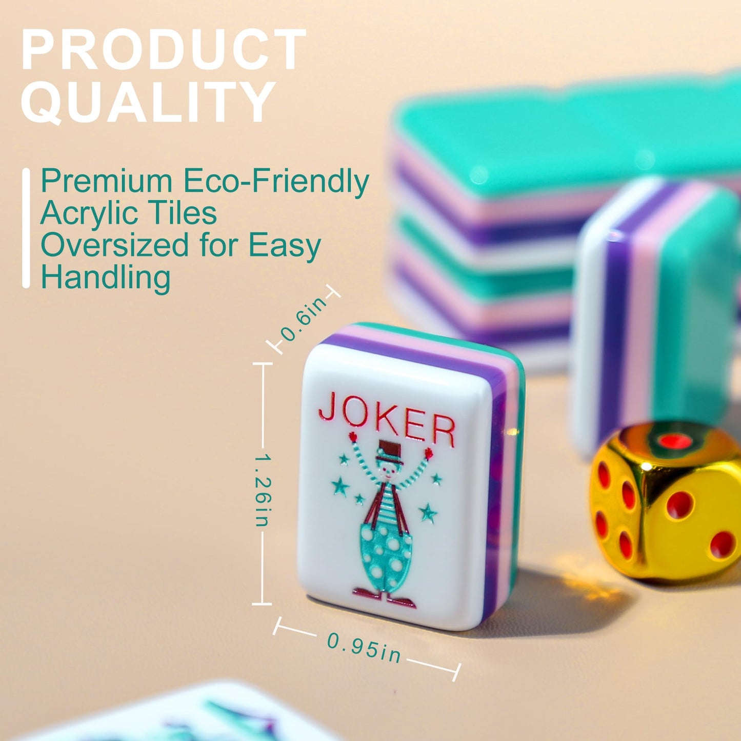 Topmahjing American Mahjong Tile Set – 166 4-Layer Colorful Tiles with Theme Park & Circus Design, 100 Chips, Leather Case