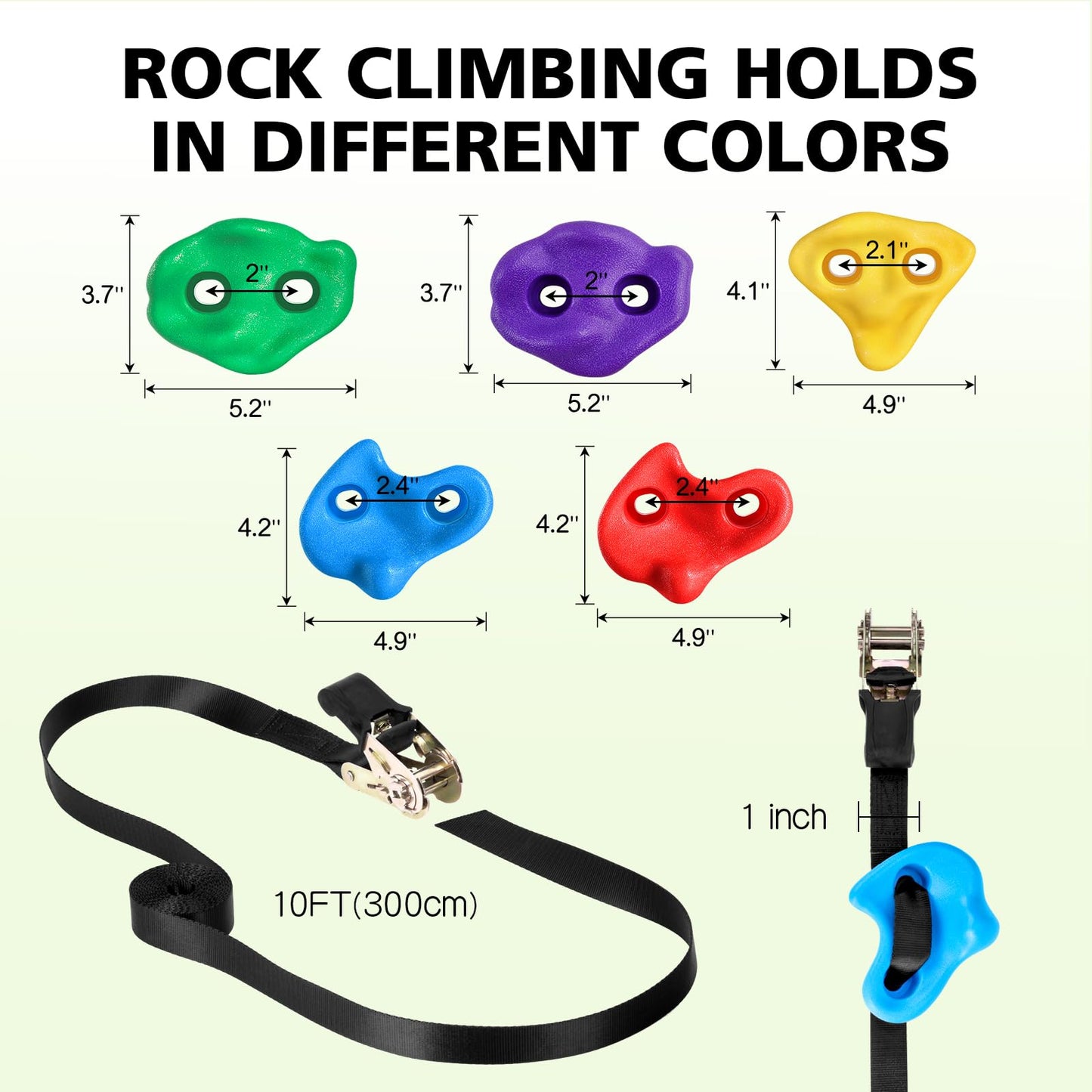 TOPNEW 12 Ninja Tree Climbing Holds + 6.56 ft Rope Swing Kit for Kids