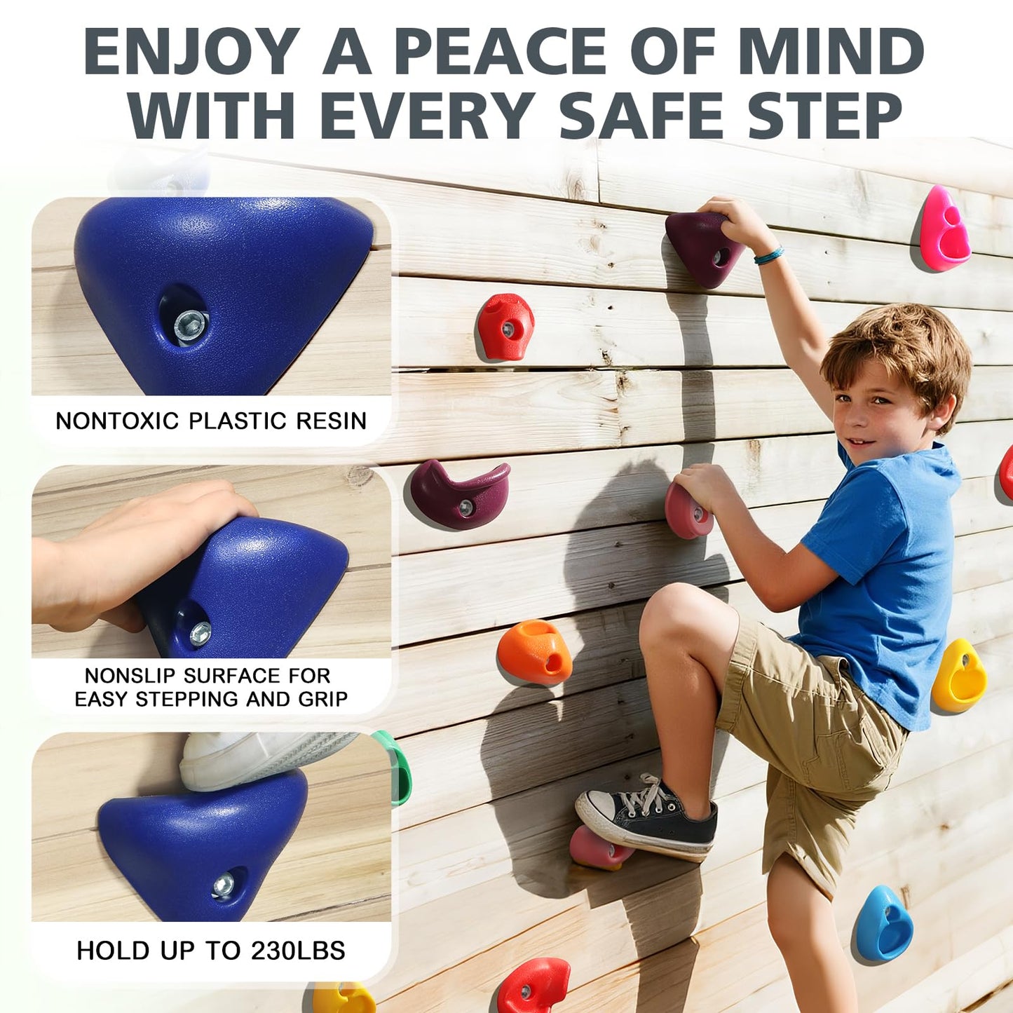 TOPNEW 32 Rock Climbing Holds – Multi-Size Set for Indoor/Outdoor Rock Walls (2-inch Mounting Hardware Included)