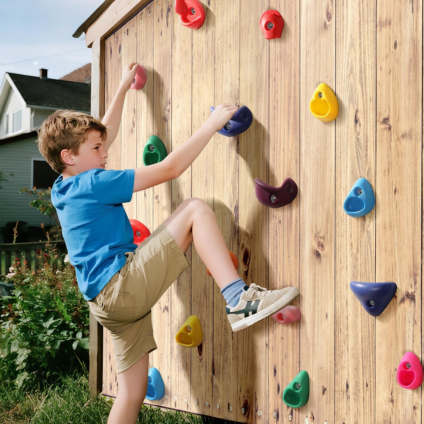 TOPNEW 32 Rock Climbing Holds – Multi-Size Set for Indoor/Outdoor Rock Walls (2-inch Mounting Hardware Included)