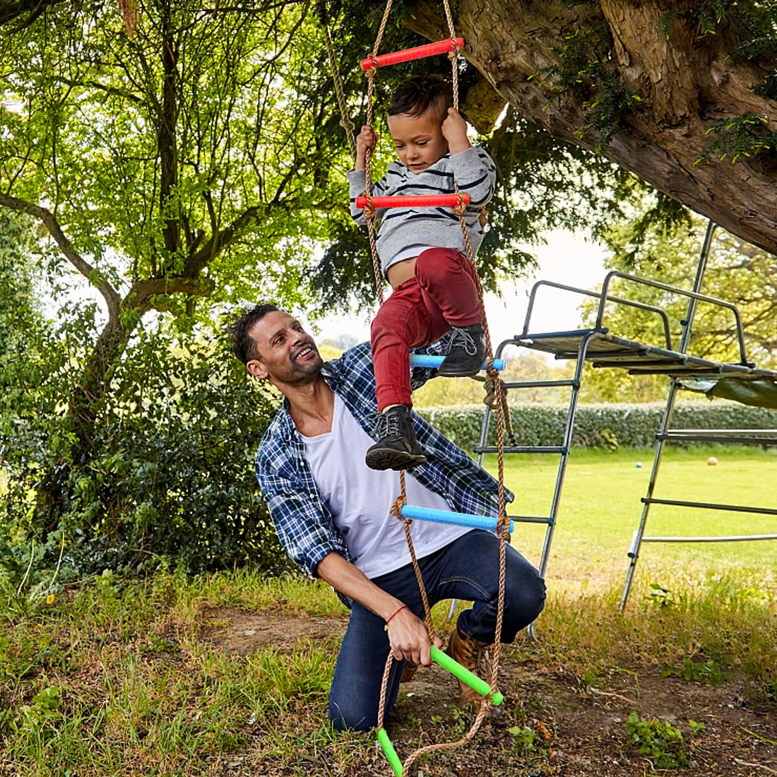 TOPNEW 12 Ninja Tree Climbing Holds + 6.6ft Rope Ladder – Outdoor Ninja Obstacle Kit