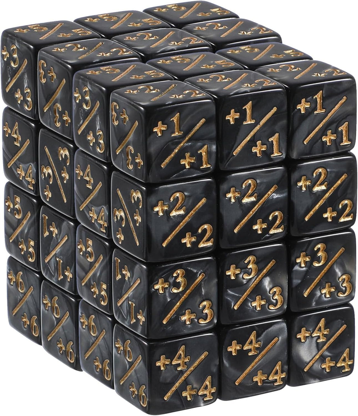 TOPPERFUN 48Pcs 1/+1 Token Dice Counter – Acrylic D6 Plus/Minus, MTG/CCG Compatible, Black