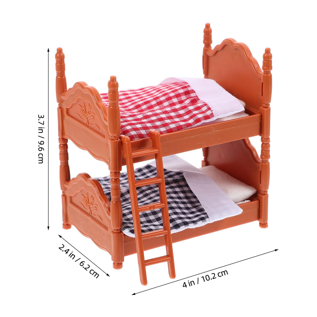 TOPPERFUN 2Pcs Dollhouse Bunk Bed – 4in Mini PVC Furniture