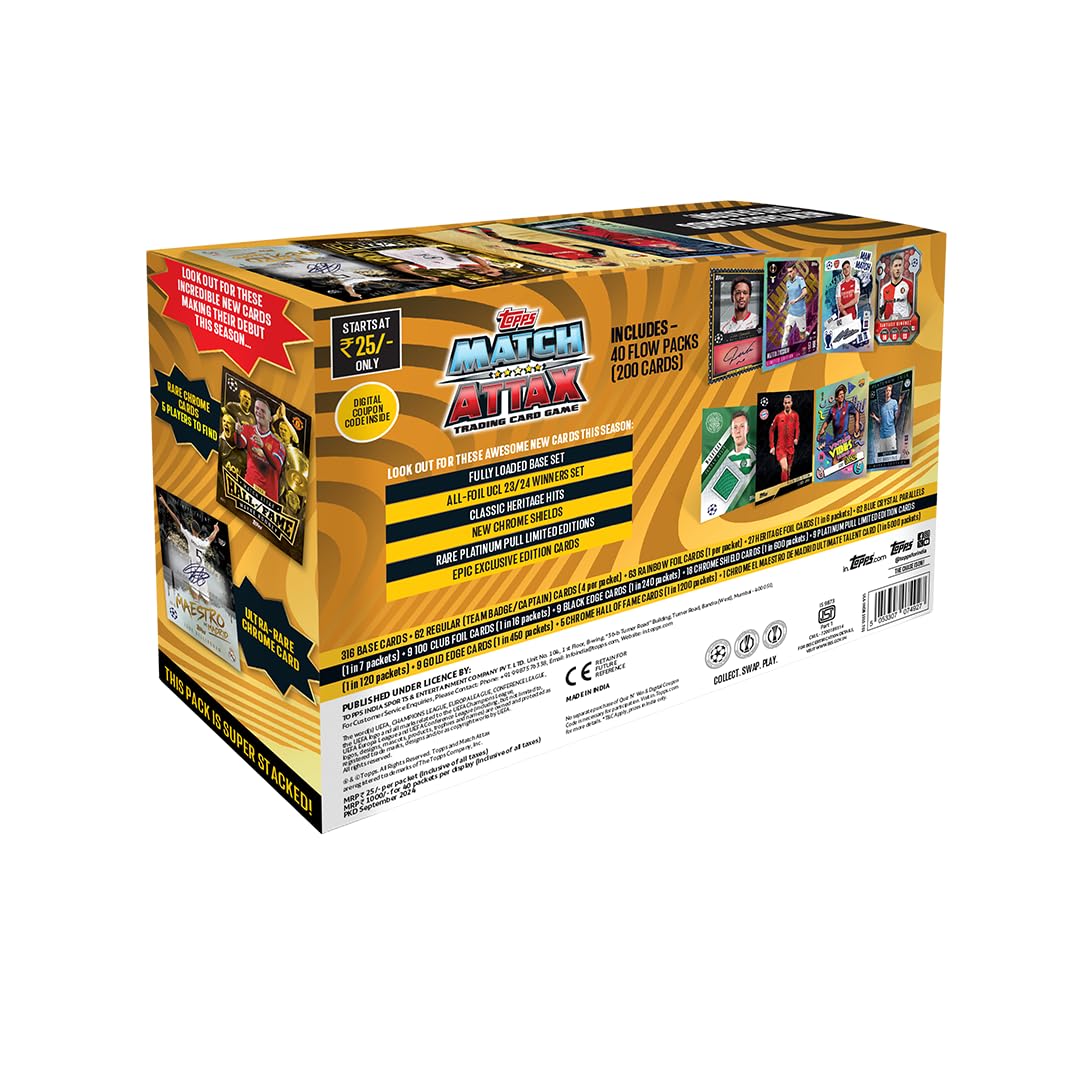 Topps UEFA Champions League Match Attax 24/25 Flow Pack – 40 Cards, Ultra Rare & Limited Editions
