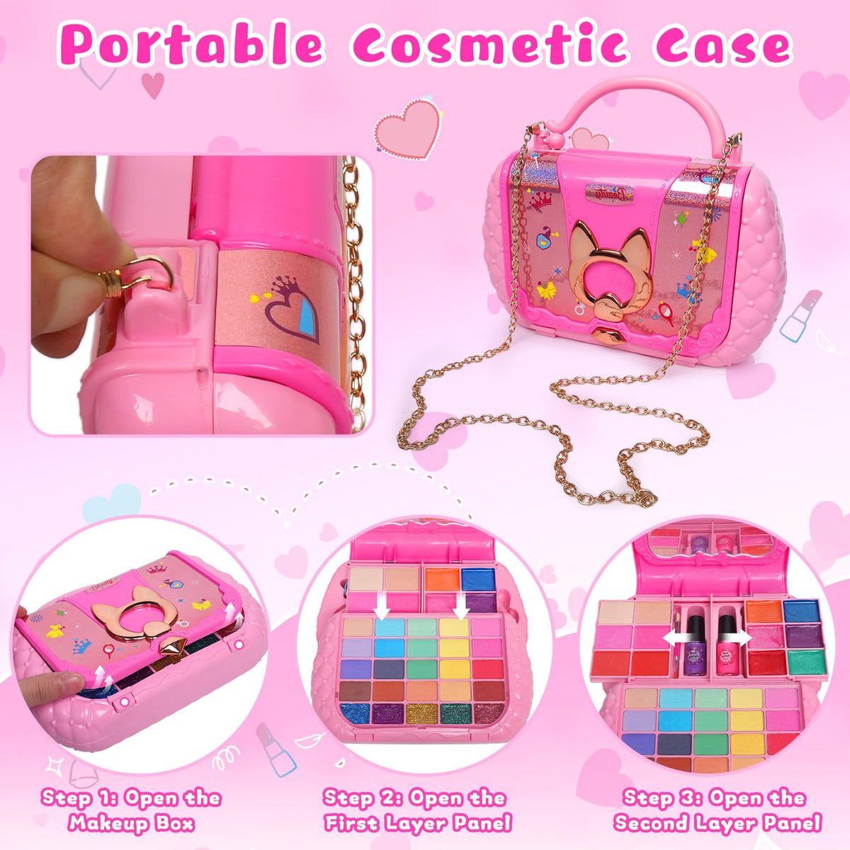Topsolid Kids Makeup Kit – Washable, Safe Color Play with Mirror
