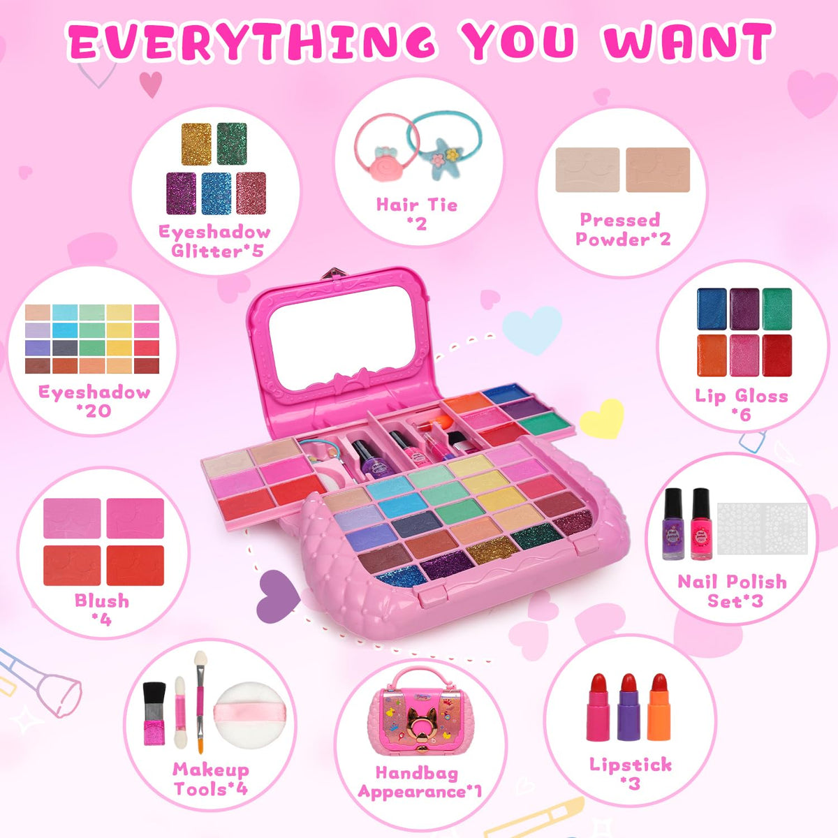 Topsolid Kids Makeup Kit – Washable, Safe Color Play with Mirror