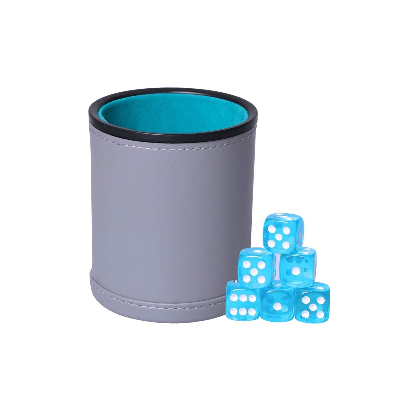 TOPTAN Dice Cup Set – Leatherette Exterior, Felt-Lined Interior, Quiet Shake with 6 Dice