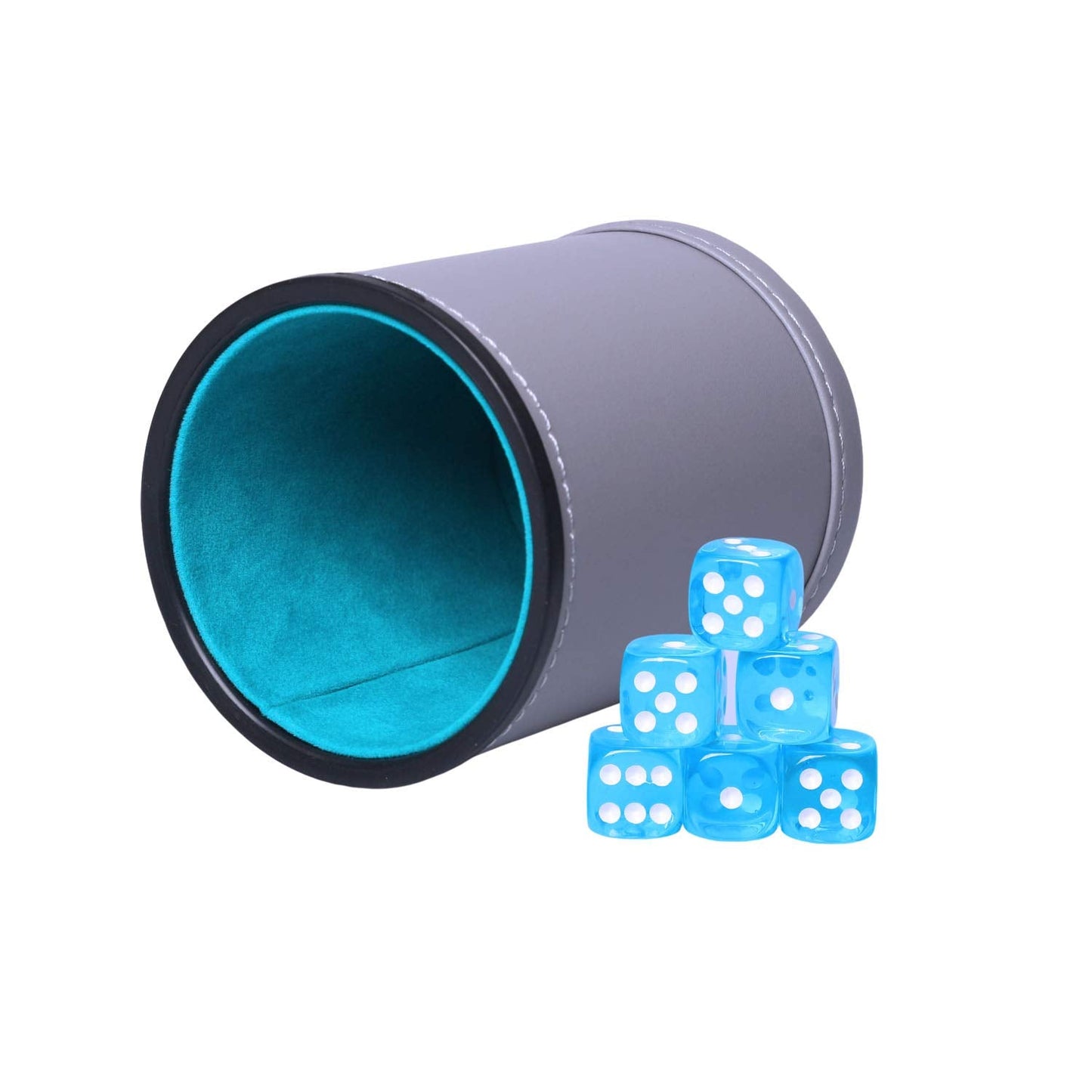 TOPTAN Dice Cup Set – Leatherette Exterior, Felt-Lined Interior, Quiet Shake with 6 Dice