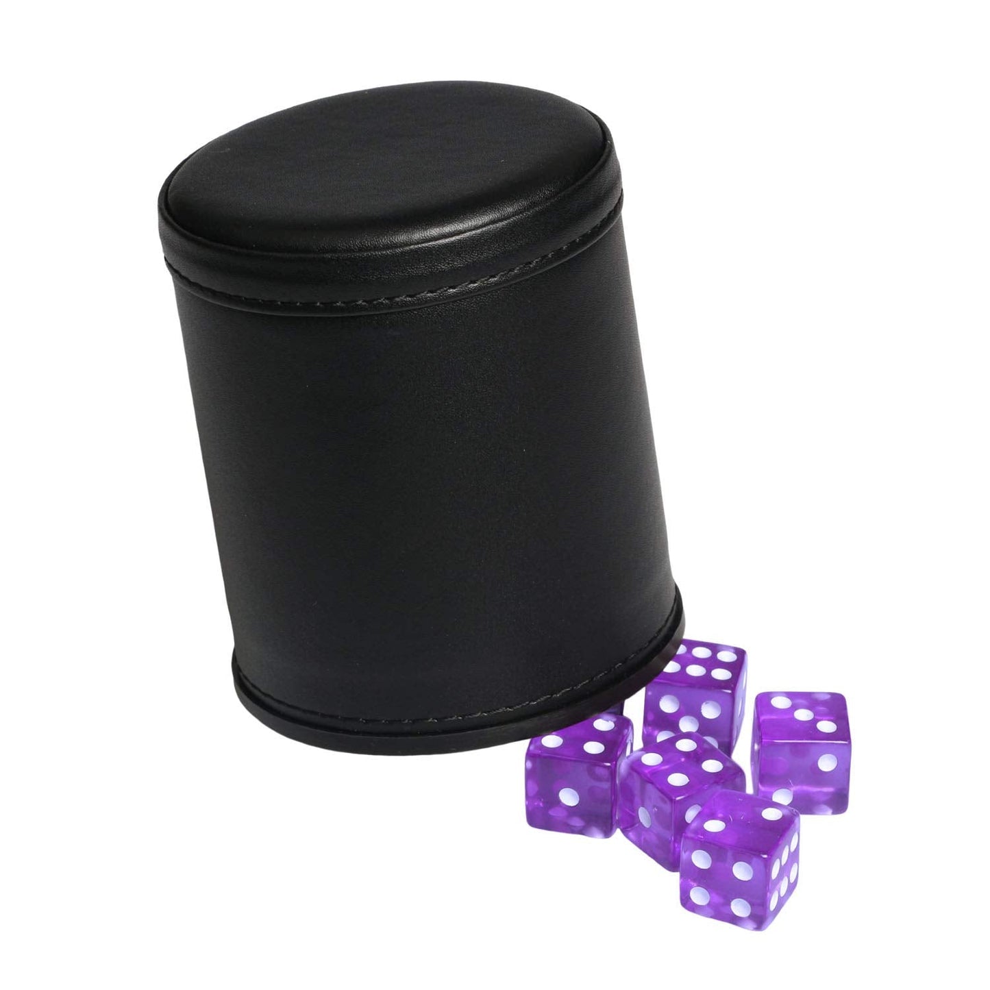 TOPTAN Leatherette Dice Cup with Purple Felt Lining — Quiet Shaker for Yahtzee, Farkle & Liars Dice