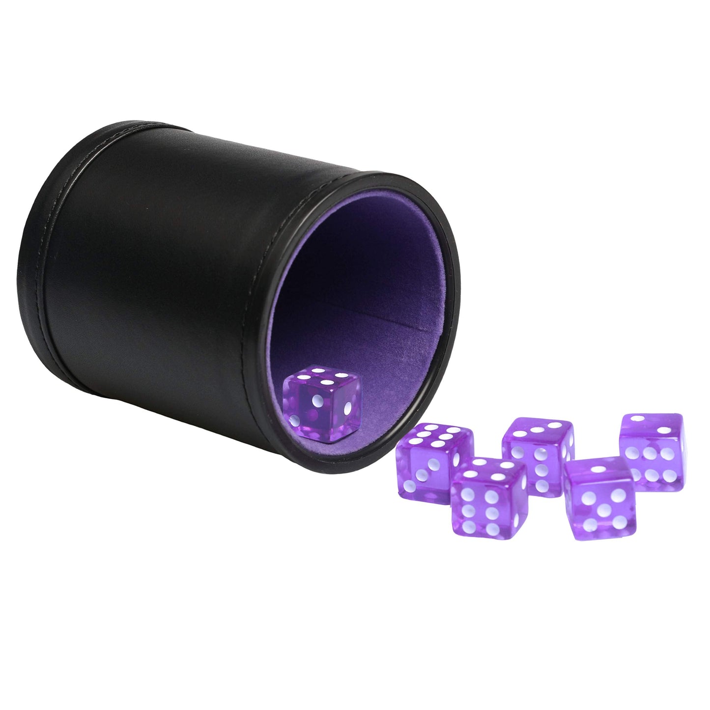 TOPTAN Leatherette Dice Cup with Purple Felt Lining — Quiet Shaker for Yahtzee, Farkle & Liars Dice