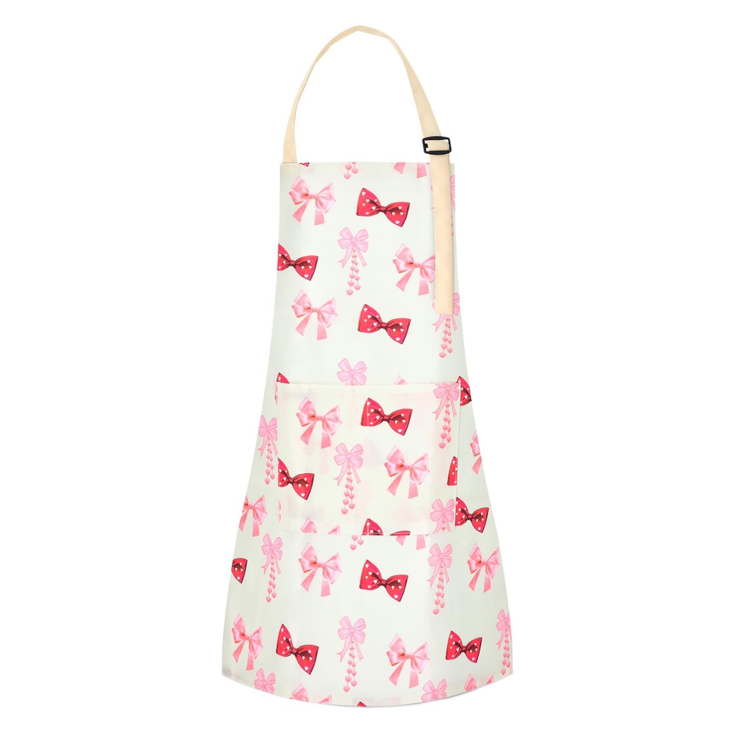 TOPWAYS Cartoon Canvas Kids Aprons — Adjustable Neck Strap, Durable for Cooking, Baking, Painting (Bow, L)