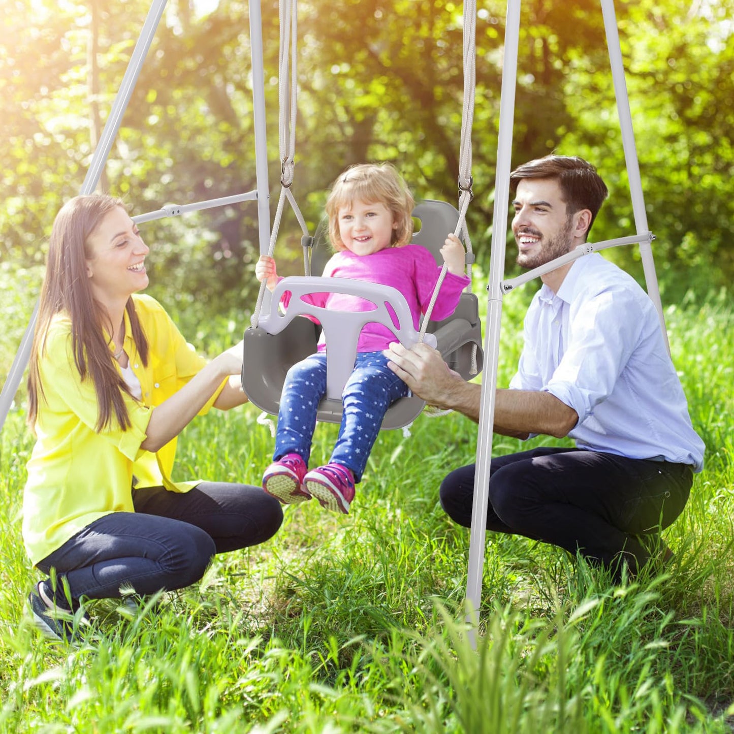 TOREVSIOR Taleco Gear Toddler Swing – 3-in-1 Indoor/Outdoor Swing Set (Black) for 6 Months+