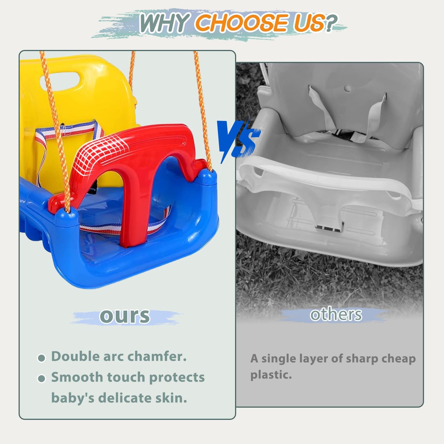 TOREVSIOR Upgraded Toddler Swing with Tray - Detachable, Foldable Indoor & Outdoor Use