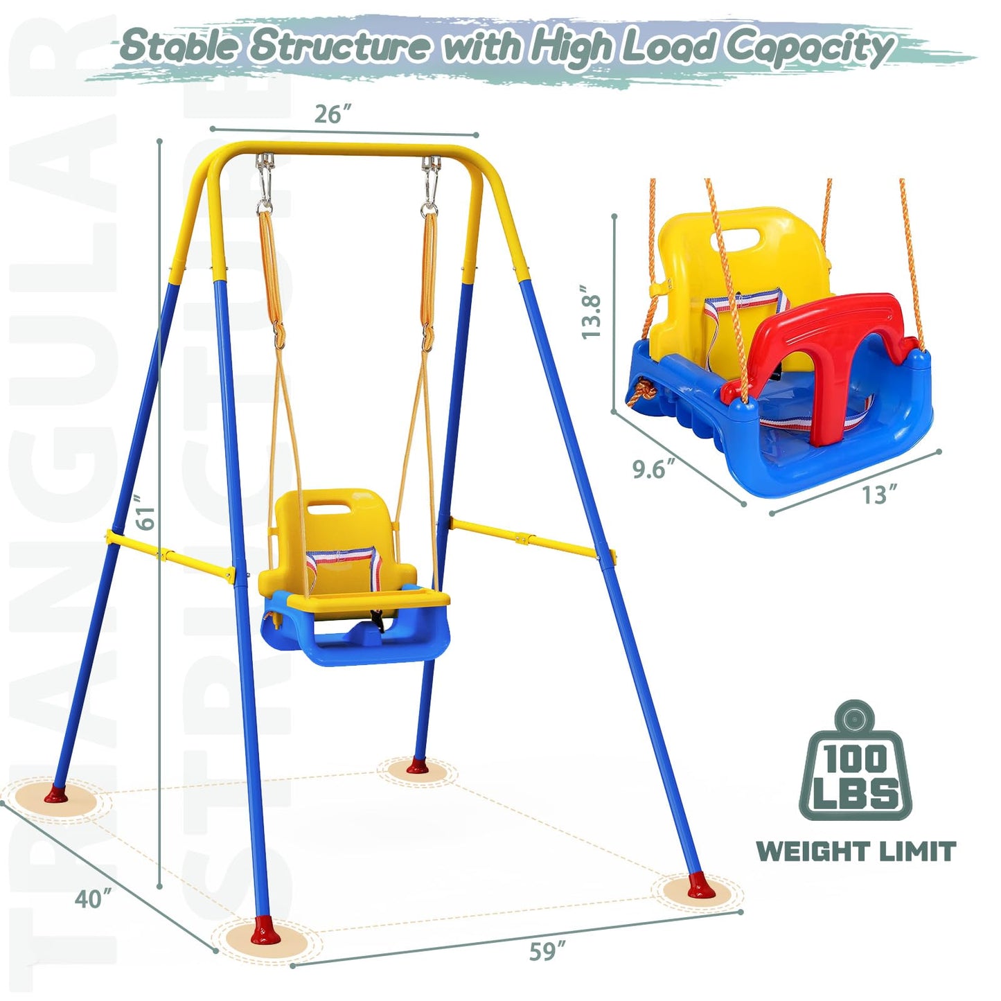 TOREVSIOR Upgraded Toddler Swing with Tray - Detachable, Foldable Indoor & Outdoor Use