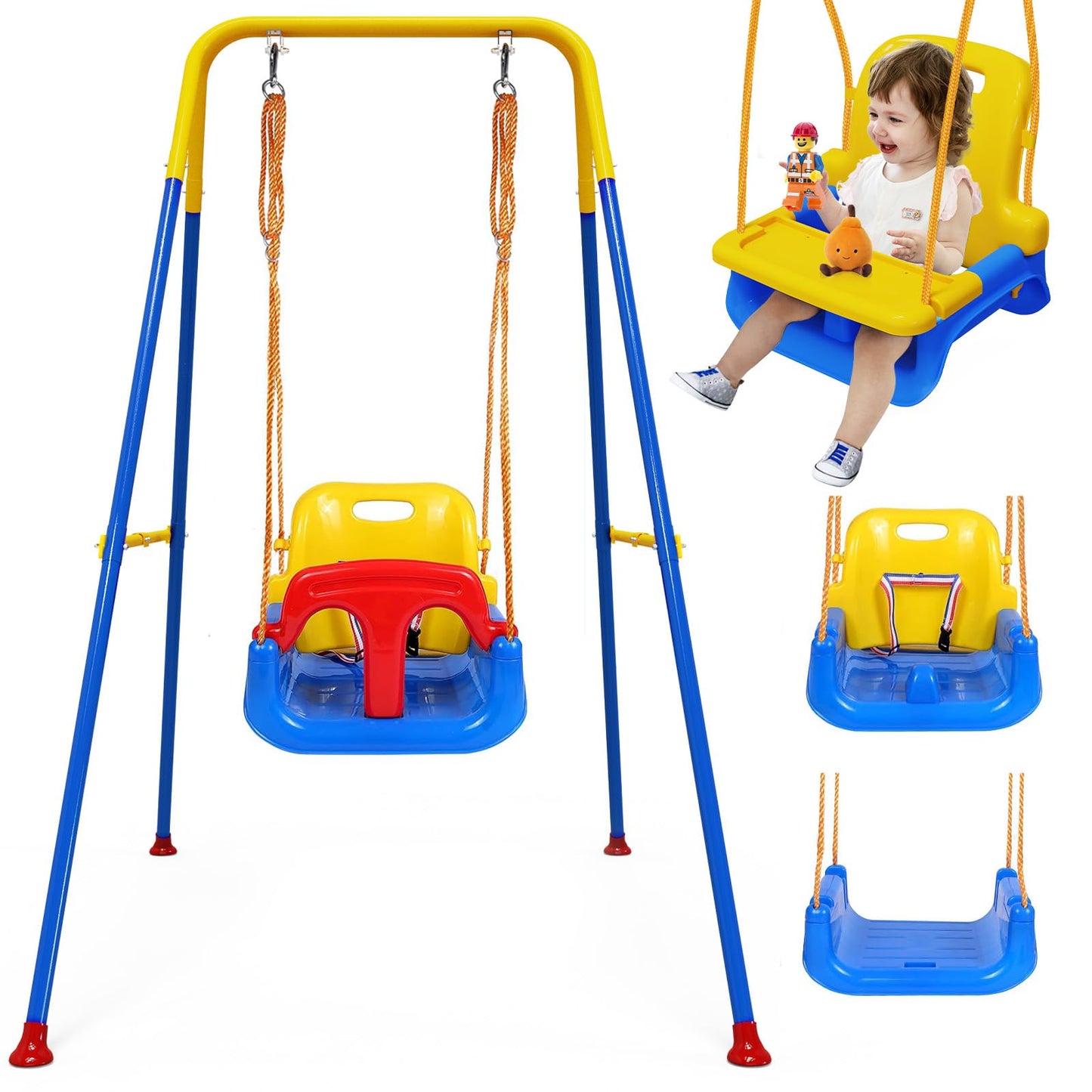 TOREVSIOR Upgraded Toddler Swing with Tray - Detachable, Foldable Indoor & Outdoor Use