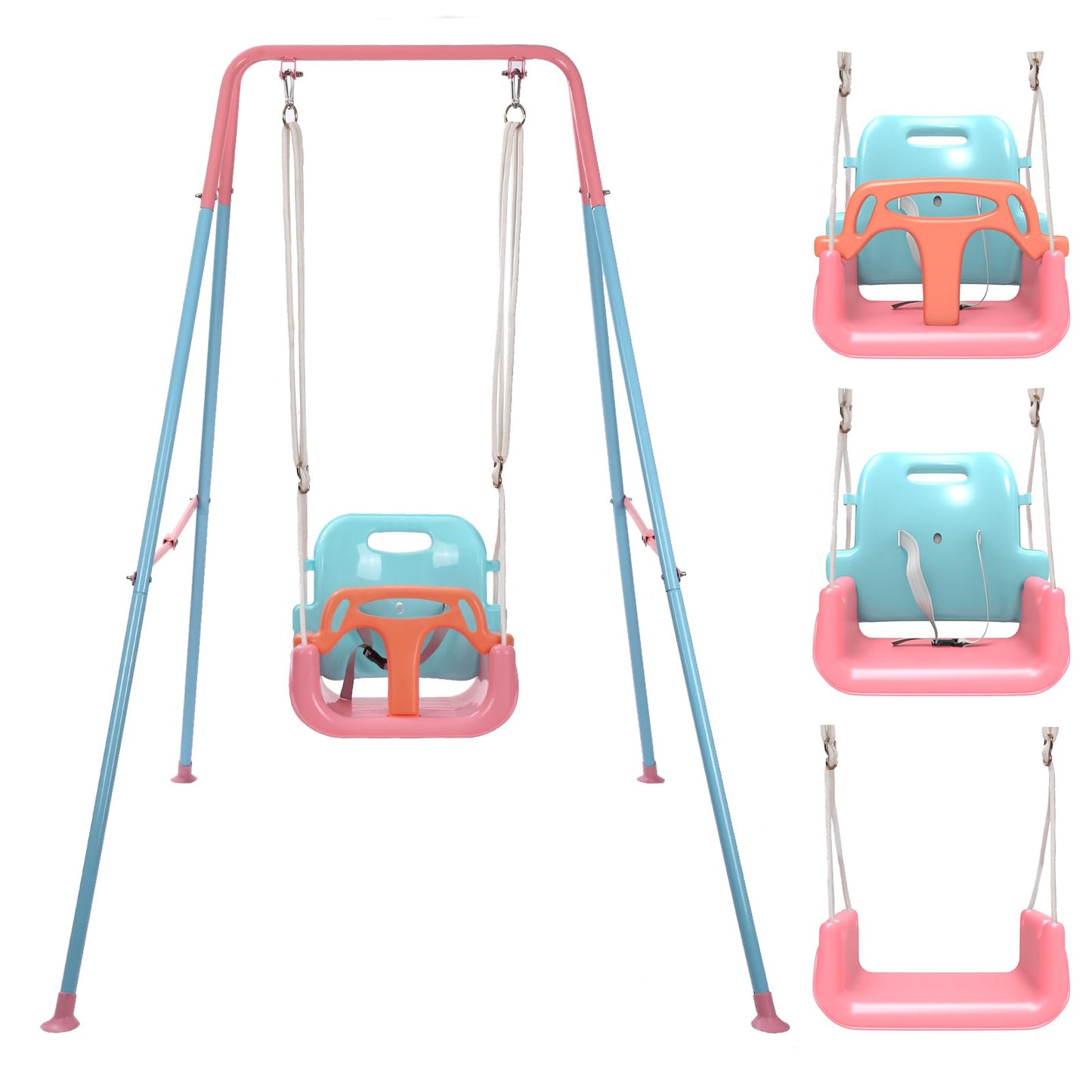 TOREVSIOR TALECO Gear Toddler Swing — 3-in-1 Indoor/Outdoor Swing Set (Pink)