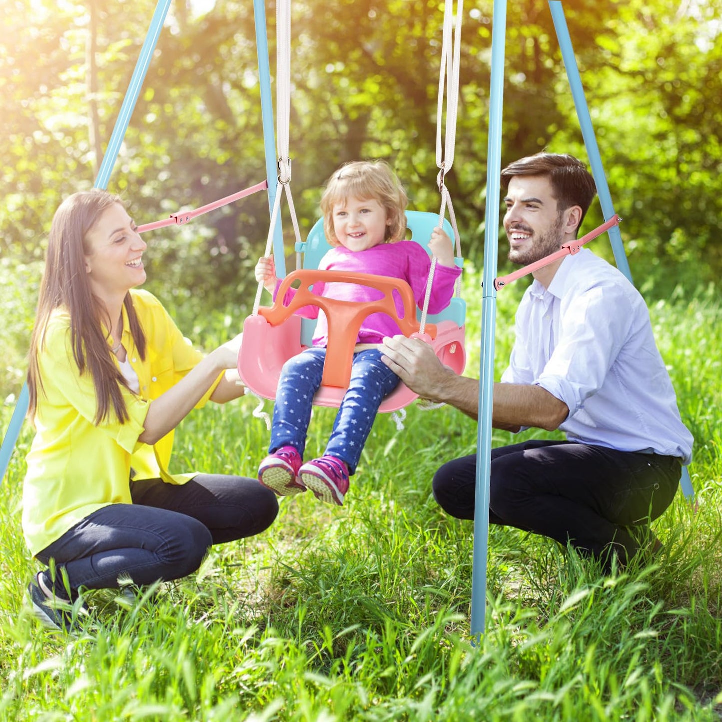 TOREVSIOR TALECO Gear Toddler Swing — 3-in-1 Indoor/Outdoor Swing Set (Pink)