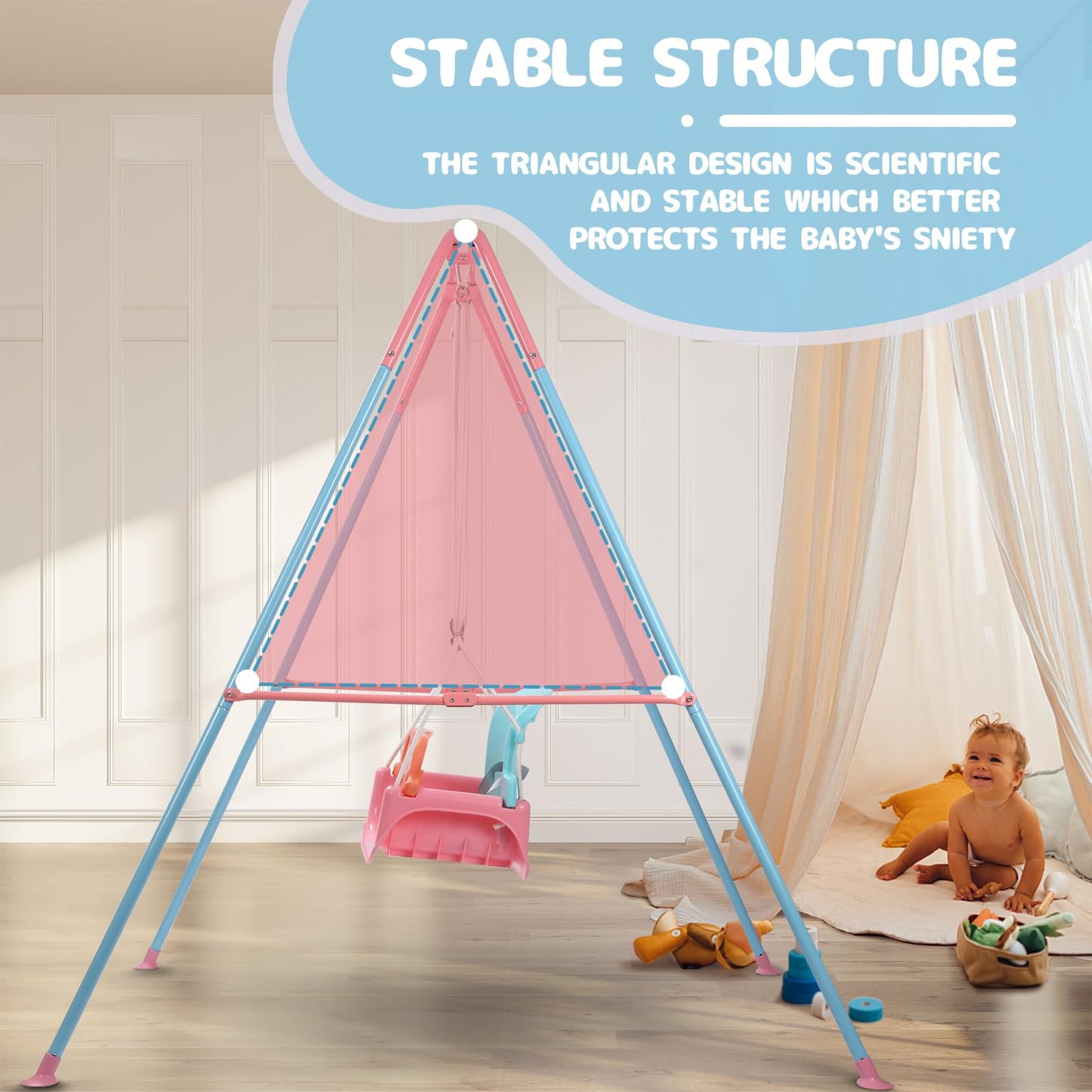 TOREVSIOR TALECO Gear Toddler Swing — 3-in-1 Indoor/Outdoor Swing Set (Pink)