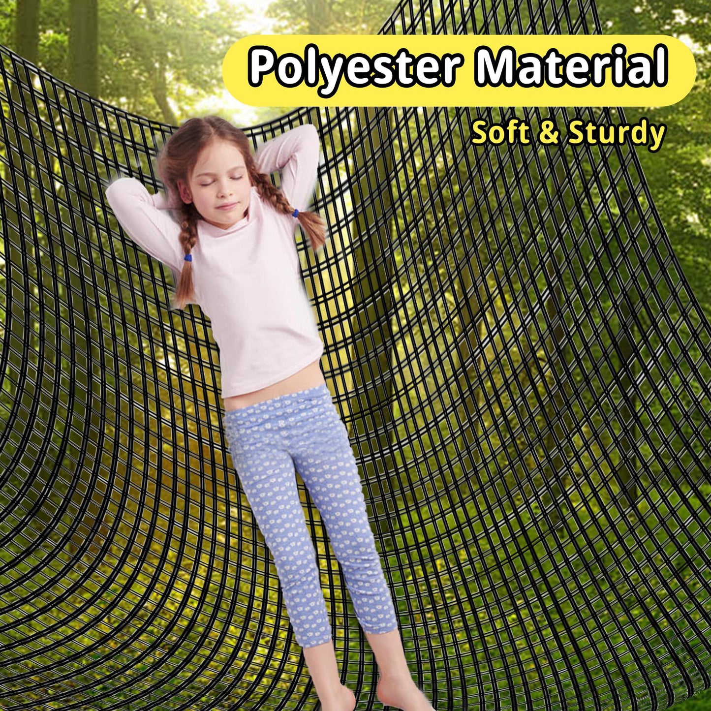 Toriexon Climbing Cargo Net 9.8' x 9.8' | Double-Layer Playground Safety Net with Storage Bag