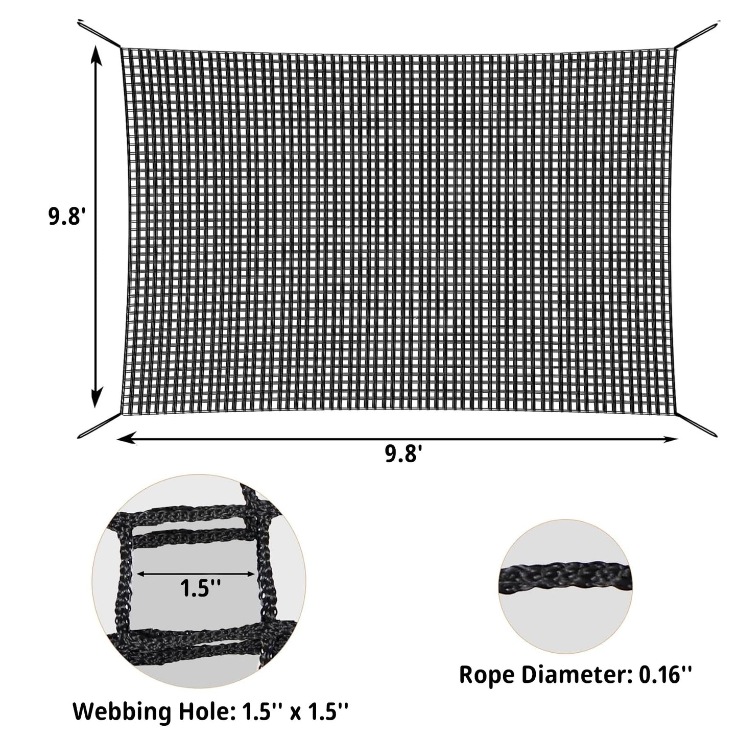 Toriexon Climbing Cargo Net 9.8' x 9.8' | Double-Layer Playground Safety Net with Storage Bag