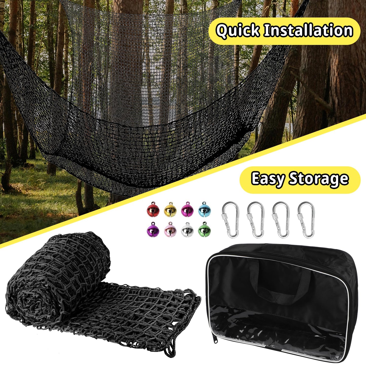 Toriexon Climbing Cargo Net 9.8' x 9.8' | Double-Layer Playground Safety Net with Storage Bag