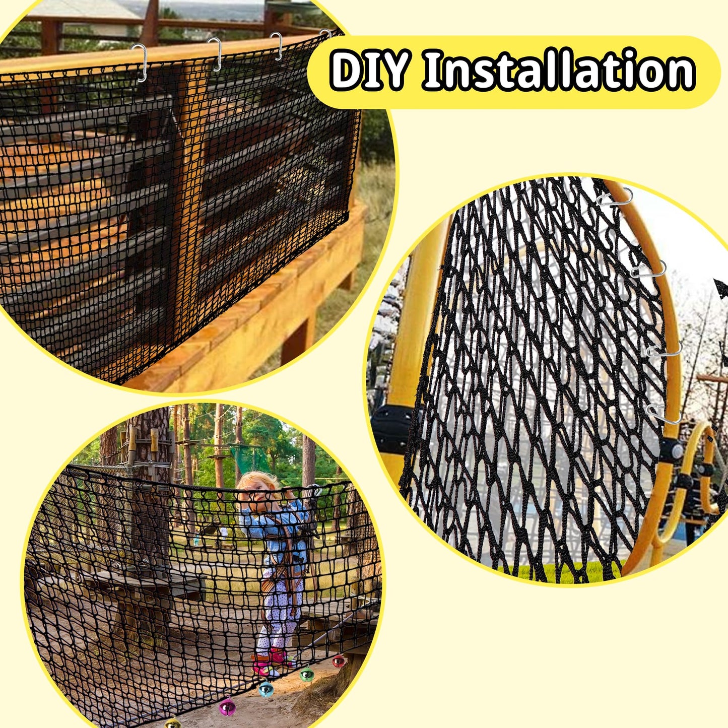Toriexon Climbing Cargo Net 9.8' x 9.8' | Double-Layer Playground Safety Net with Storage Bag