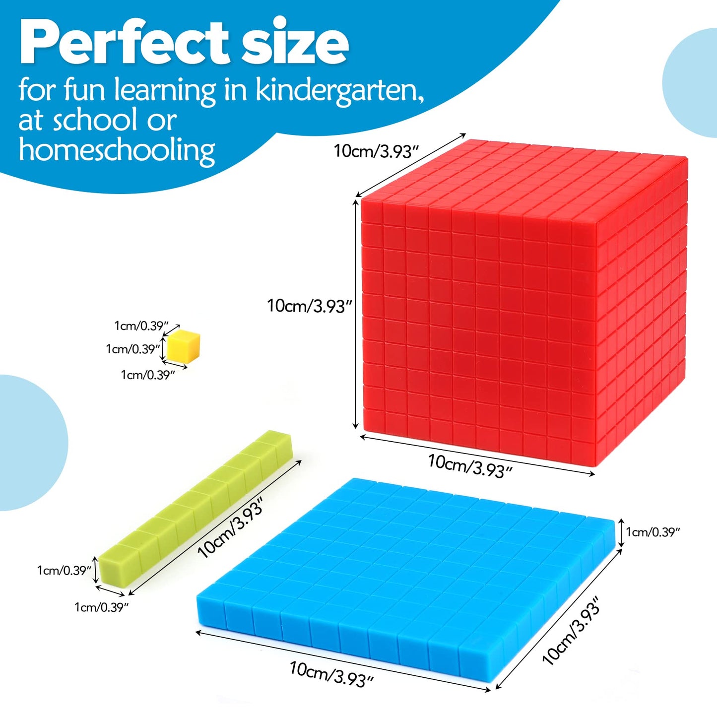 Torlam 131 PCS Base Ten Blocks - Colorful Math Manipulatives for Learning