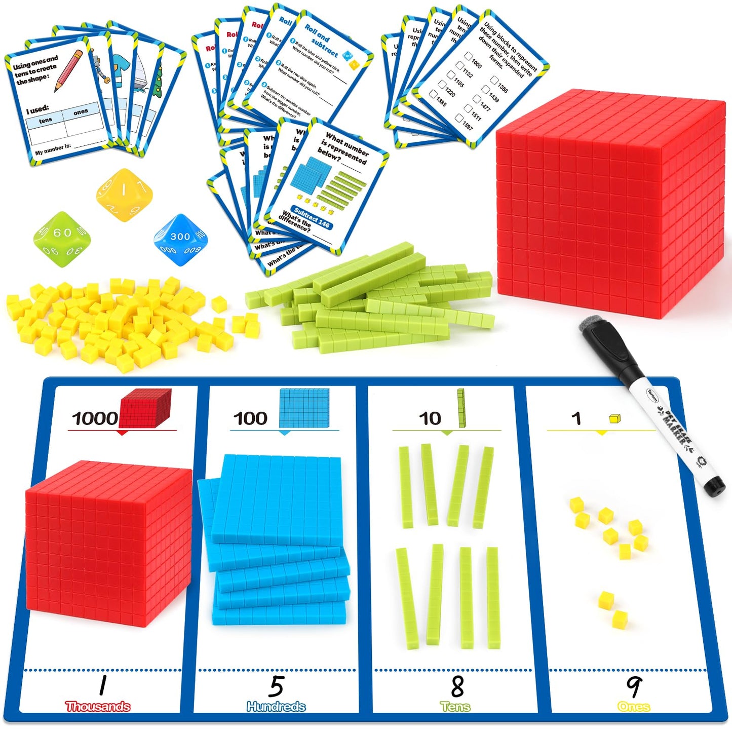 Torlam Base Ten Blocks for Place Value – Math Manipulatives for 1st–3rd Grade