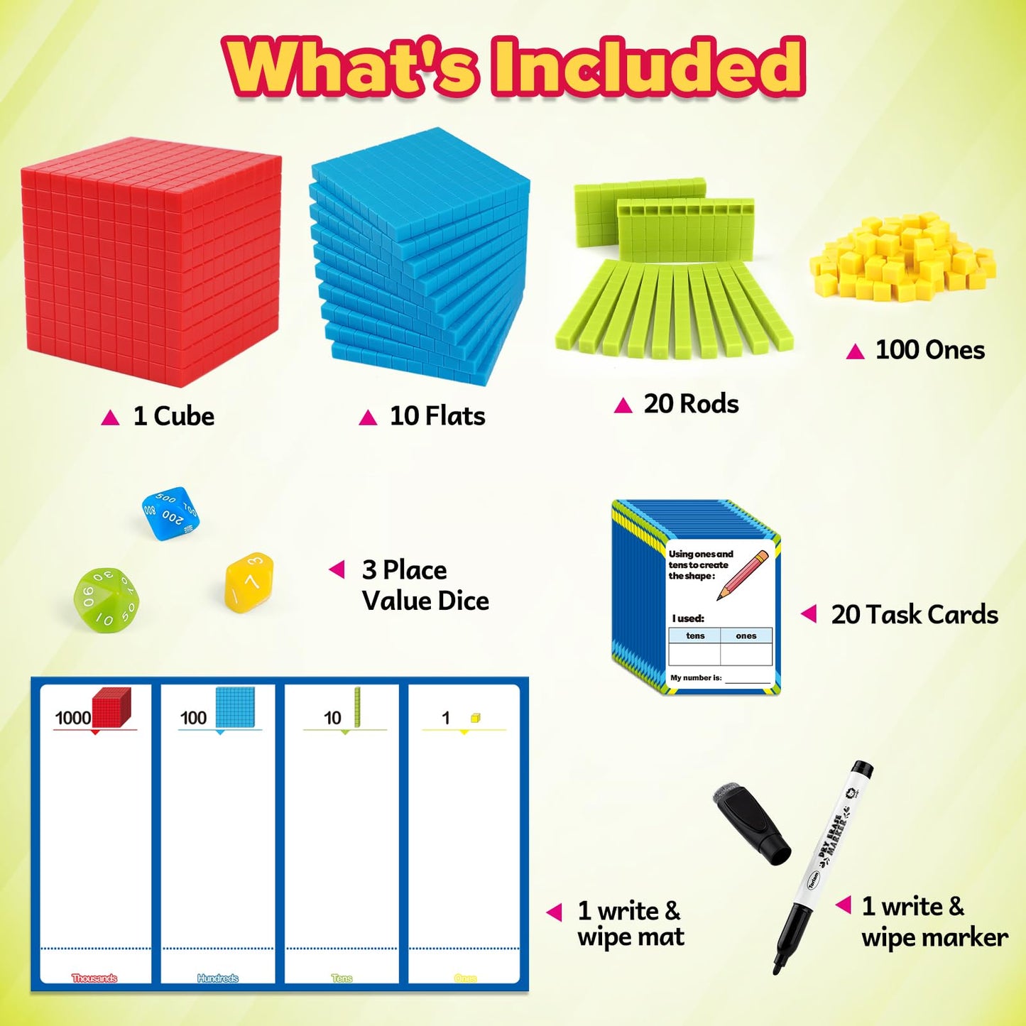 Torlam Base Ten Blocks for Place Value – Math Manipulatives for 1st–3rd Grade