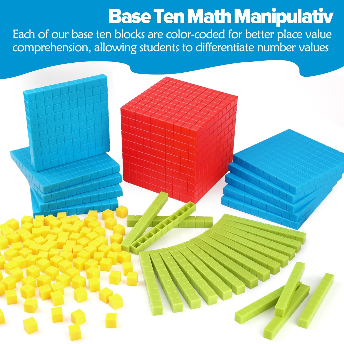Torlam 131 PCS Base Ten Blocks - Colorful Math Manipulatives for Learning