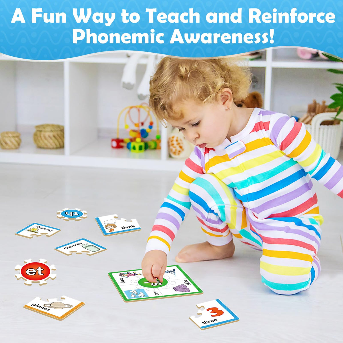 Torlam Phonics Puzzle Cards – Rhyming Games for Kids Reading & Spelling