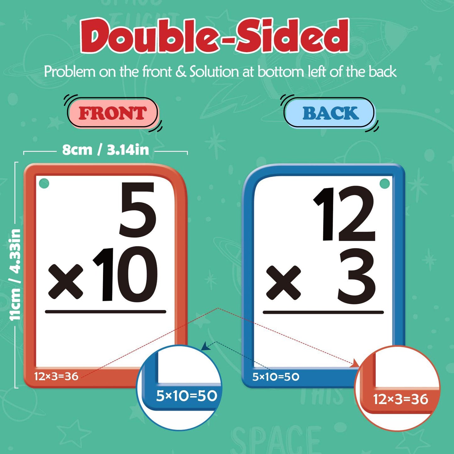 Torlam Multi Math Flash Cards for Kids 4-8 – Addition, Subtraction, Multiplication & Division | 332 Cards with 4 Rings