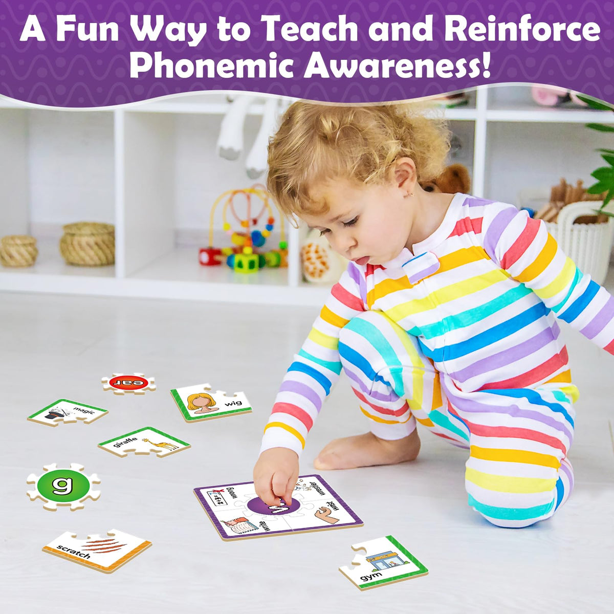 Torlam Phonics Puzzle: Rhyming Games & Flash Cards for Early Reading